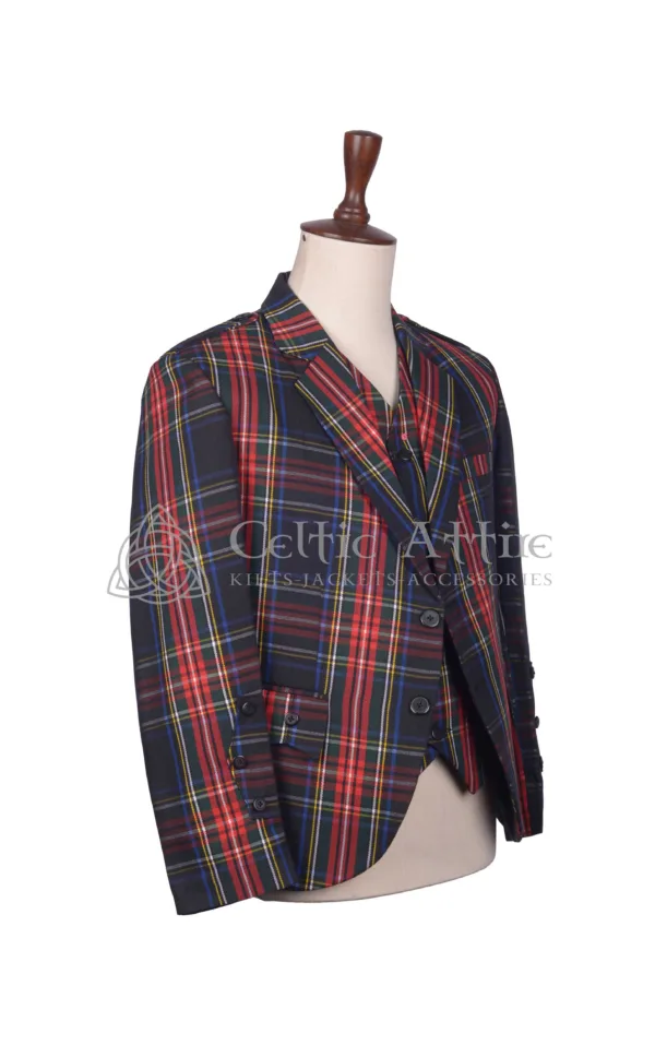 Black Stewart Tartan Argyll Jacket and Waistcoat - Image 3