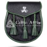 Shamrock Emblem Black Rabbit Fur Semi Dress Sporran