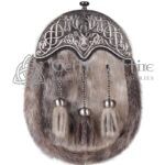 Seal Fur Full Dress Sporran Nickle Brushed Stag Head Cantle