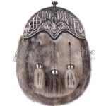 Natural Seal Fur Sporran Antique Stag Head Cantle