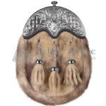 Light Brown Seal Fur Full Dress Sporran Silver Stag Head Cantle