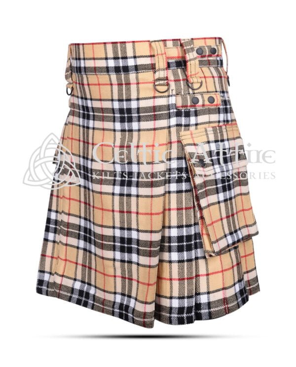 Camel of Thompson Tartan Utility Kilt - Image 3