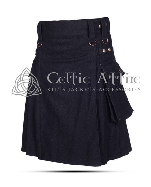 Black Wool Utility Kilt - Image 2