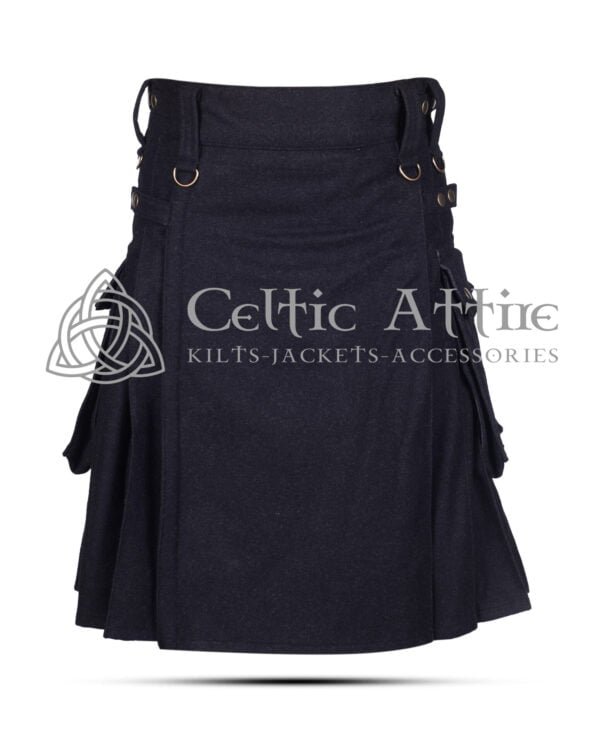 Black Wool Utility Kilt