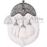 White Rabbit Fur Full Dress Sporran Nickle Brushed Stag Head