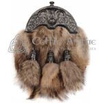 Coyote Fur Full Dress Sporran Nickle Cow Head Cantle