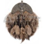 Coyote Fur Full Dress Sporran Brass Stag Head Cantle