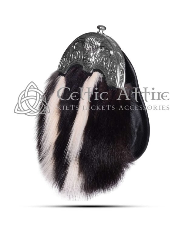 Skunk Fur Full Dress Sporran Silver Highland Cow Cantle - Image 4