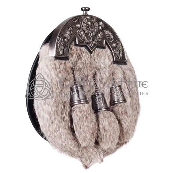 Brown Rabbit Fur Full Dress Sporran Nickle Brushed Thistle Cantle - Image 3