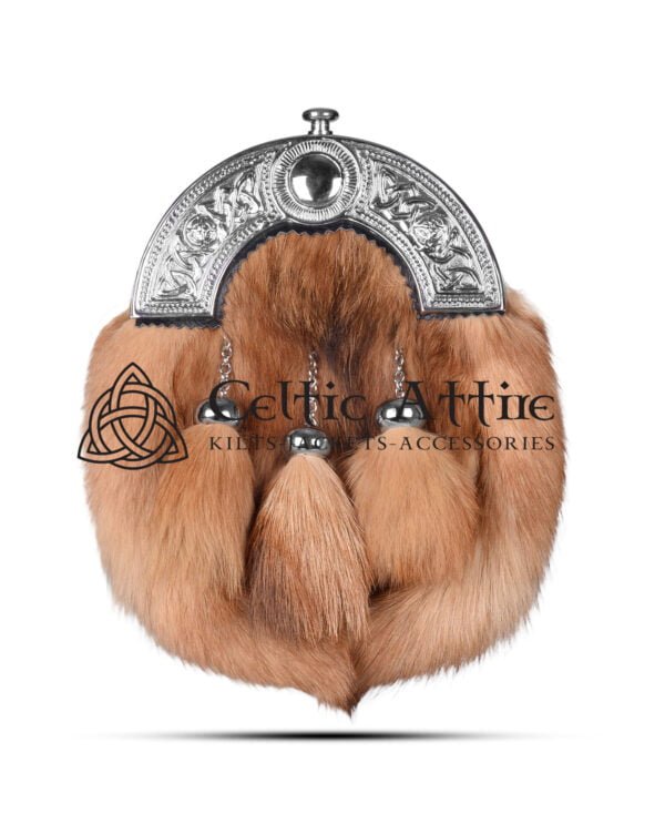 Red Fox Fur Full Dress Sporran - Economy Cantle