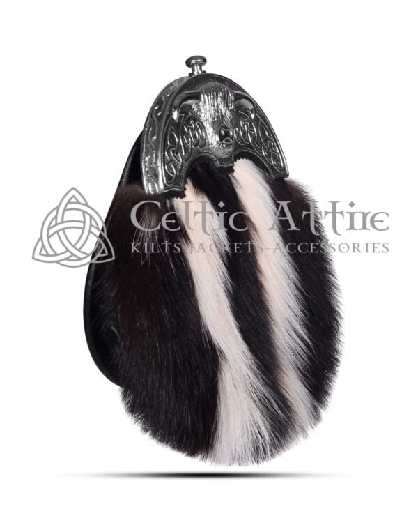 Skunk Fur Full Dress Sporran Silver Highland Cow Cantle - Image 3