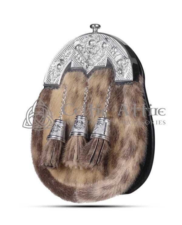 Natural Seal Fur Dress Sporran Antique Silver Cantle - Image 3