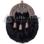 Black Rabbit Fur Full Dress Sporran Bronze Thistle Cantle