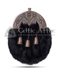 Black Rabbit Fur Full Dress Sporran Bronze Thistle Cantle