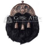 Black Rabbit Fur Full Dress Sporran Bronze Highland Cow Cantle