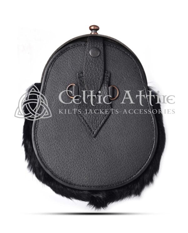 Black Rabbit Fur Full Dress Sporran Bronze Highland Cow Cantle - Image 4