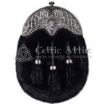 Black Seal Fur Full Dress Sporran Stag Head Antique Black Cantle