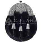 Black Seal Fur Antique Thistle Cantle Full Dress Sporran