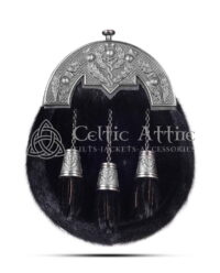 Black Seal Fur Antique Thistle Cantle Full Dress Sporran