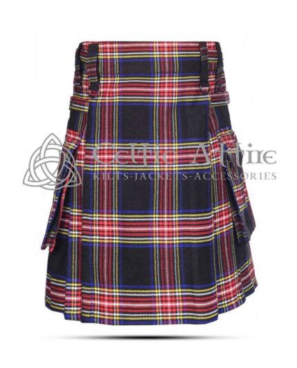 Black Stewart Tartan Utility Kilt