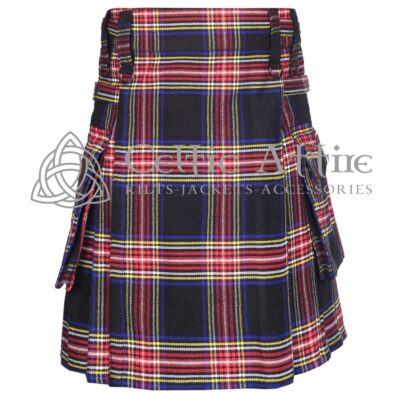 Black Stewart Tartan Utility Kilt
