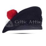 Black Wool Balmoral Bonnet Scottish Military Hat