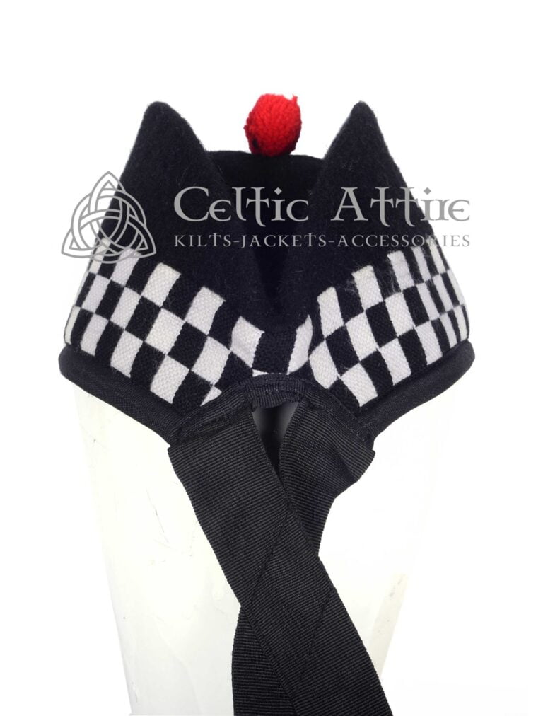 Black-Wool-Glengarry-Diced-Bonnet
