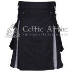 Black and Gray Wool Hybrid Utility Kilt