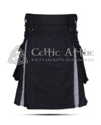 Black and Gray Wool Hybrid Utility Kilt