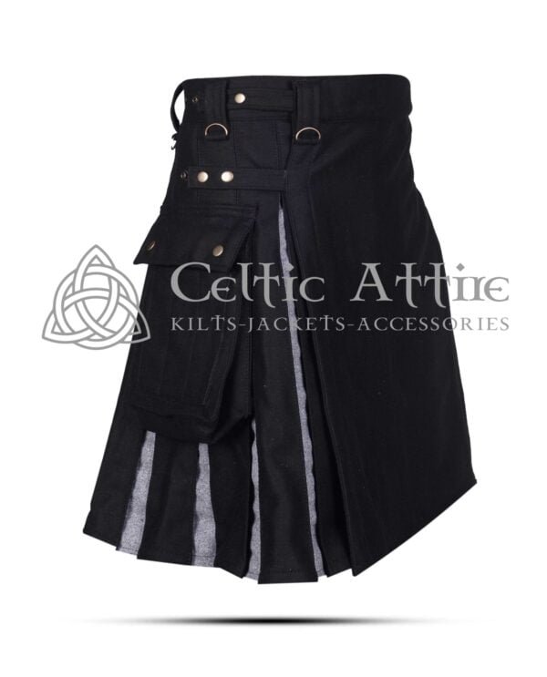 Black and Gray Wool Hybrid Utility Kilt - Image 3