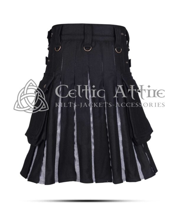 Black and Gray Wool Hybrid Utility Kilt - Image 4