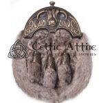 Brass Highland Cow Brown Rabbit Fur Full Dress Sporran