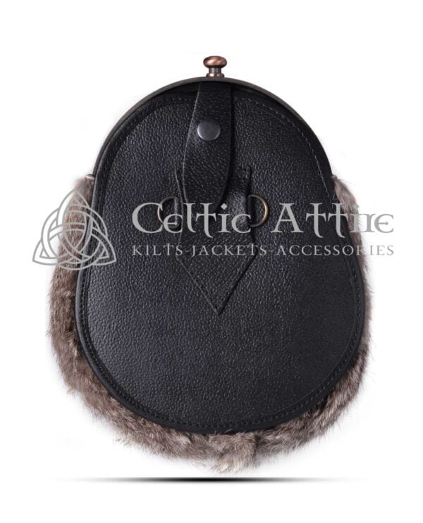 Brown Rabbit Fur Full Dress Sporran Bronze Highland Cow Cantle - Image 4