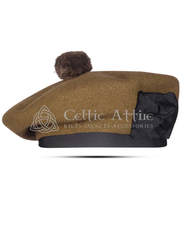 Canadian Khaki Wool Balmoral Scottish Military Bonnet Hat Canadian Khaki Wool Balmoral Scottish Military Bonnet Hat