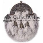 Brass Thistle Semi White Fur Full Dress Sporran