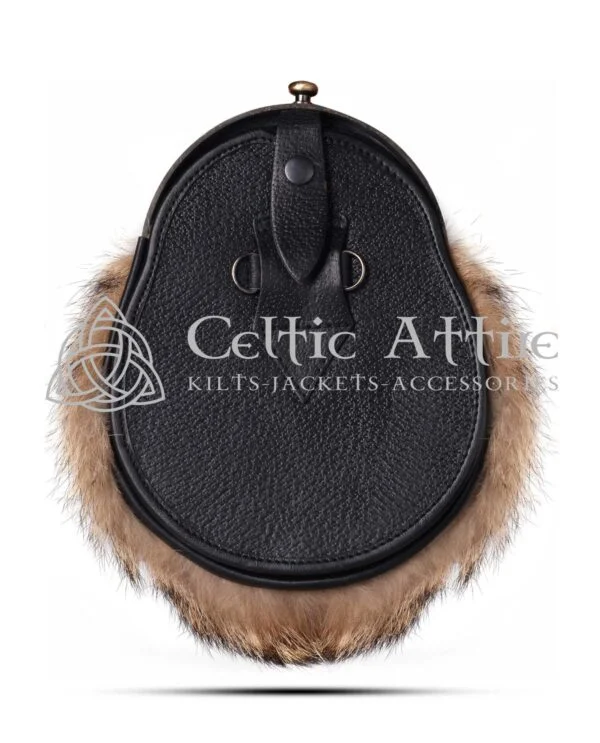 Brass Highland Cow Coyote Fur Full Dress Sporran - Image 3