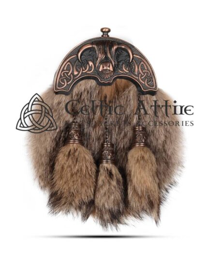 Coyote Fur Full Dress Sporran Bronze Highland Cow Cantle