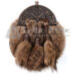 Coyote Fur Full Dress Sporran Bronze Thistle Cantle