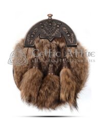 Coyote Fur Full Dress Sporran Bronze Thistle Cantle