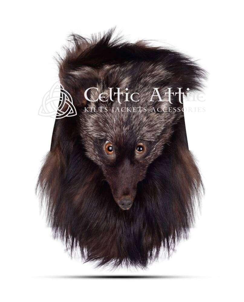 Dark-Brown-Fox-Fur-Full-Mask-Sporran Full Mask Dark Brown Coyote Sporran