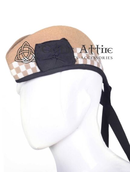 Khaki-White-Diced-Glengarry-Cap-Side-Pose