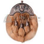 Red Fox Fur Full Dress Sporran Bronze Highland Cow Cantle