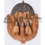 Red Fox Fur Dress Sporran Bronze Thistle Cantle