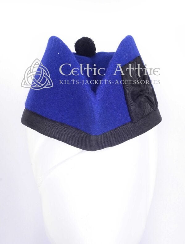 Royal Blue Wool Glengarry Bonnet Scottish Military Bagpiper Hat - Image 2