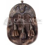 Brass Highland Cow Seal Fur Full Dress Sporran