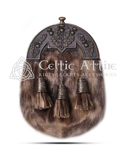 Brass Thistle Seal Fur Full Dress Sporran