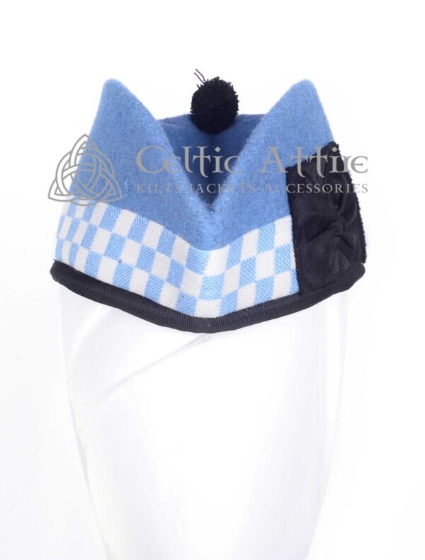 Sky Blue Diced Glengarry Hat Scottish Military Bonnet - Image 2