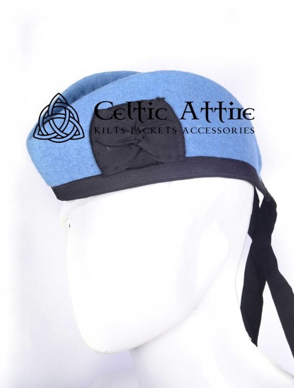 Sky Blue Wool Glengarry Bonnet Scottish Military Piper Hat - Image 2