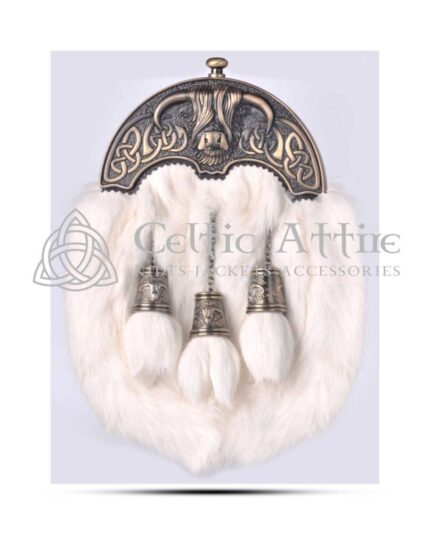 Brass Highland Cow White Rabbit Full Dress Sporran