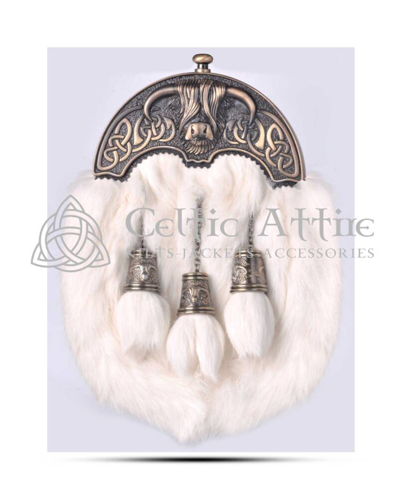 Brass Highland Cow White Rabbit Full Dress Sporran